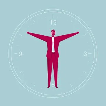 Businessman stands in the clock. Stock Illustration