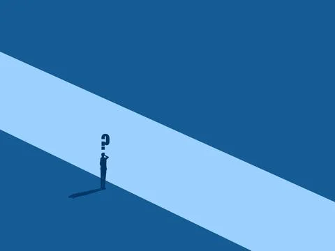 Businessman stands thinking in the gap of problems イラスト素材