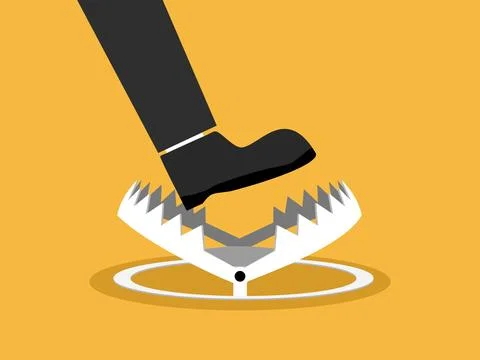 Businessman stepped into the trap Stock Illustration