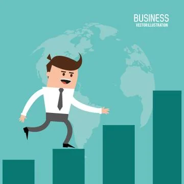 Businessman steps bars icon. Vector graphic Stock Illustration