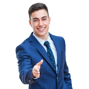 Businessman stretching out hand isolated. Stock Photos