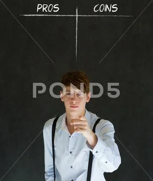 Businessman, student or teacher pros and cons decision list Stock Photos