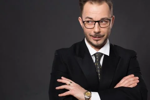 Businessman in studio Stock Photos