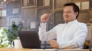 Businessman Successfully Working On Laptop Stock Footage
