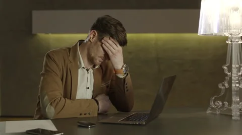 Businessman suffering from a headache Stock Footage 68545967