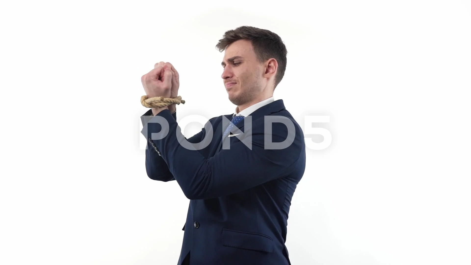 A businessman in a suit and tie is bound, Stock Video