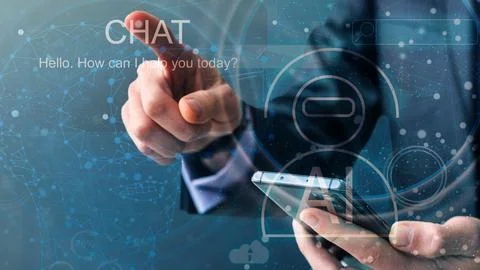 Businessman in the suit is using smartphone Stock Photos
