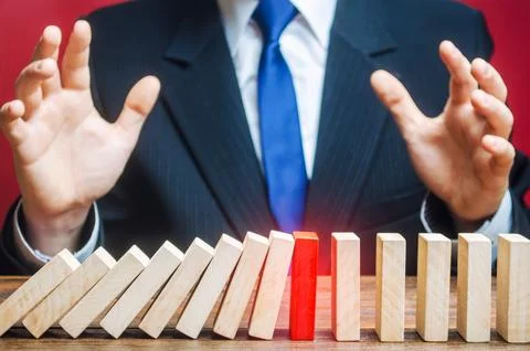 Businessman is surprised by stop of work process. Error or failures, force .. Stock Photos