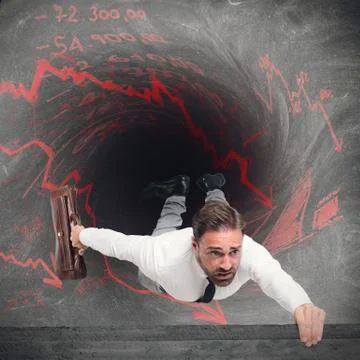Businessman swallowed by debts Stock Illustration