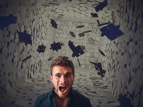 Businessman swallowed from instability 스톡 일러스트
