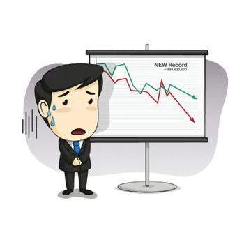 Businessman Sweating With Graph Chart Illustrazione stock