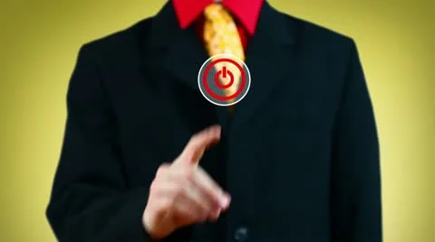 Businessman switching power button Stock Footage 9634743