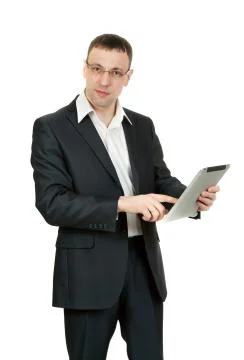 Businessman with tablet pc Stock Photos