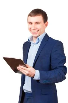 Businessman with tablet PC Stock Photos
