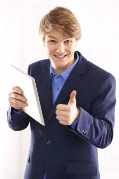 Businessman with tablet  Stock-Fotos