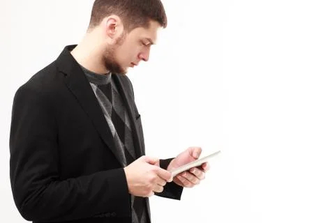 Businessman with tablet Stock Photos