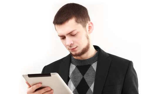 Businessman with tablet Stock Photos