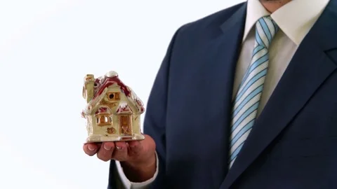 Businessman Taking Bunch of USD Dollar Banknote and Selling House Video stock 76515047