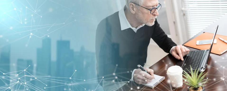 Businessman taking notes on notebook; panoramic banner Stock Photos
