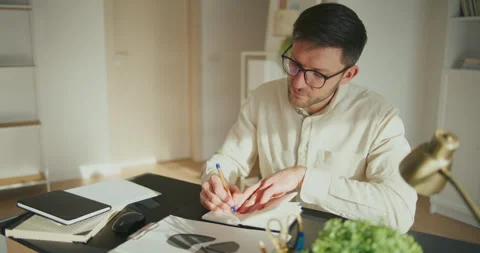 Businessman Taking Notes Writing Planning Strategy Stock Footage 262326851
