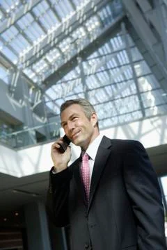 Businessman talking on cell phone Stock Photos
