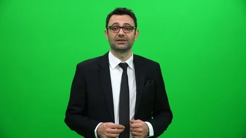Businessman Talking On Green Screen Stock Footage 88651512