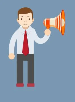 Businessman talking into a megaphone Stock Illustration