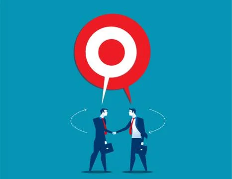 Businessman talking with shared target speech bubble Stock Illustration