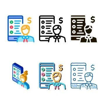 Businessman talking smartphone icon vector outline stylized Stock Illustration