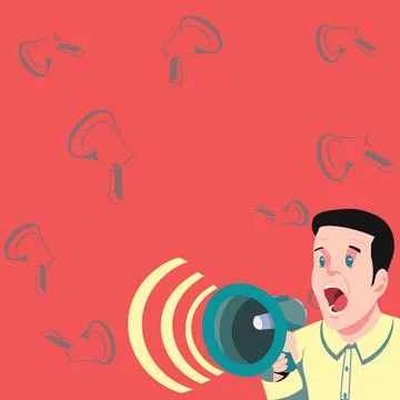 Businessman Talking Through Megaphone Making Wonderful New Announcement. Man 스톡 일러스트
