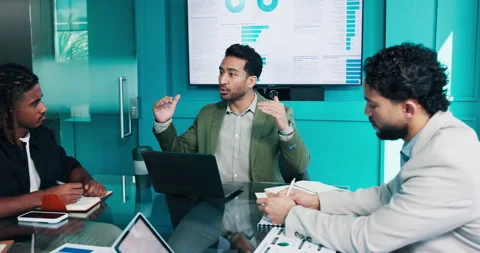 Businessman, team and talk in office with proposal, collaboration or data Stock Footage 347956953