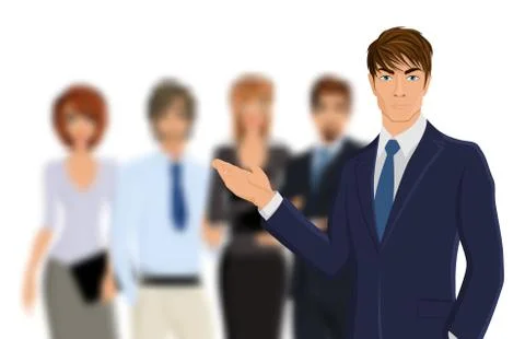 Businessman with team Stockillustratie