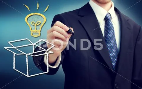 Businessman with think oustide the box Stock Photos
