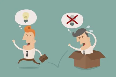 Businessman think outside the box , Vector EPS10 Stock Illustration