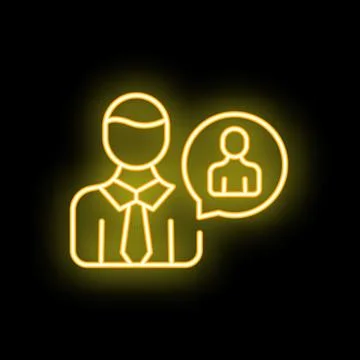 Businessman thinking about a client with neon light effect on black backgroun Stock Illustration