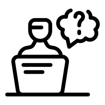 Businessman thinking about question mark while working on laptop Stock Illustration