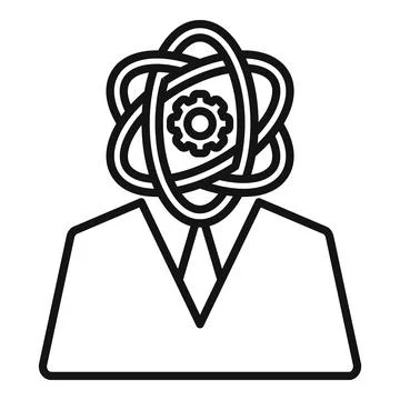 Businessman thinking about science with atom symbol replacing head 스톡 일러스트