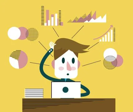 Businessman thinking about strategy development process of the business. Stock Illustration