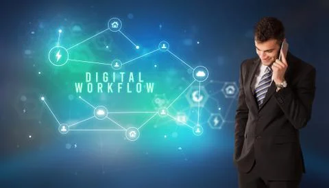 Businessman thinking about technology 写真素材