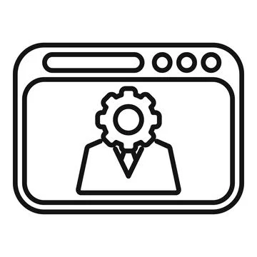 Businessman thinking about work shown on computer screen イラスト素材