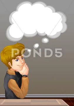 Businessman thinking and thought bubble Stock Illustration