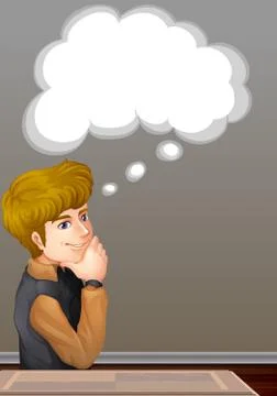Businessman thinking and thought bubble Illustration