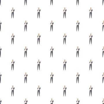 Businessman thinking with document seamless pattern background Stock Illustration