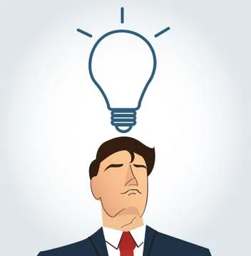Businessman thinking with light bulb shape. concept of thinking Illustrazione stock