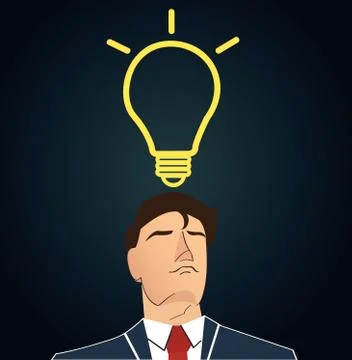 Businessman thinking with light bulb shape. concept of thinking Stock Illustration