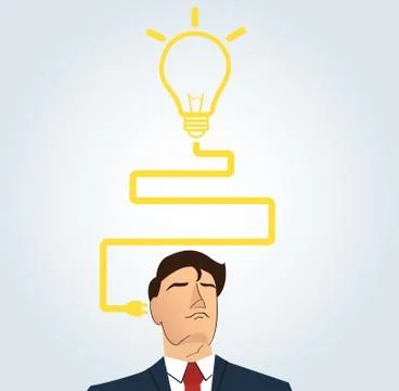 Businessman thinking with light bulb shape. concept of thinking Stock Illustration