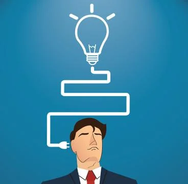 Businessman thinking with light bulb shape. concept of thinking Stock Illustration