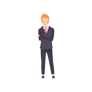 Businessman thinking or making decision vector Illustration on a white 스톡 일러스트