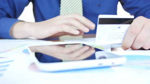 Businessman Thinking Using Credit Card Or Not Stock Footage 64052116