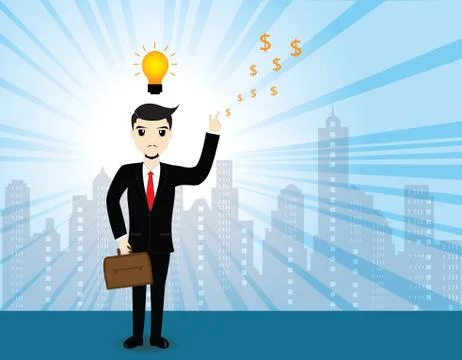 Businessman thinking work plan Stock Illustration